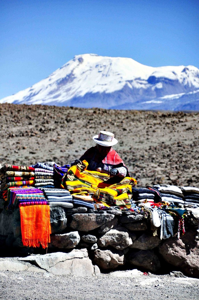 Lady selling warm clothes