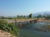 Crossing a bamboo bridge around Pai